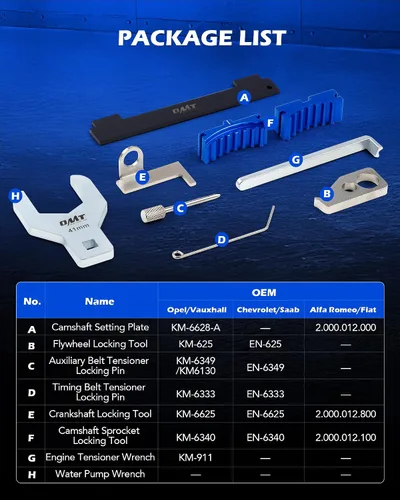 Miniatura 4 de Orion Motor Tech Kit de Herramientas de Correa de Distribución para Alineación, Bloqueo y Tensado del Árbol de Levas del Motor con Llave para Bomba