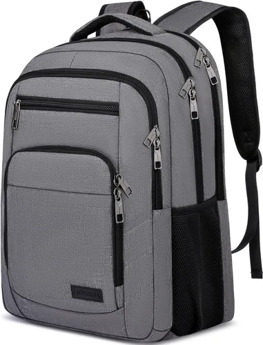 Mochila escolar, mochila grande para adolescentes y niños, mochila delgada para laptop de negocios con puerto de carga USB, bolsa de libros de Gris
