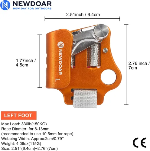 Miniatura 2 de NewDoar - Bloqueador de pie elevado para escalada en roca y montañismo, dispositivo de escalada Izquierda Naranja
