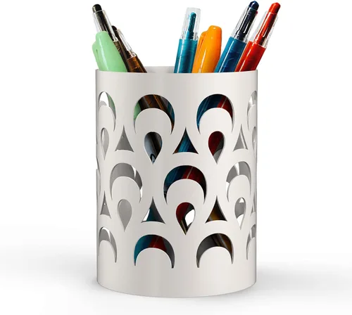 Miniatura 7 de Mango Steam Soporte de metal para bolígrafo, organizador de vasos para brochas de maquillaje para oficina, baño, tocador (negro, pavo real)