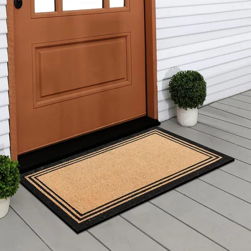 Miniatura 5 de A1HC - Felpudo de fibra de coco natural para entrada exterior, tratado antidesprendimiento, resistente, perfil delgado, fácil de limpiar y Negro