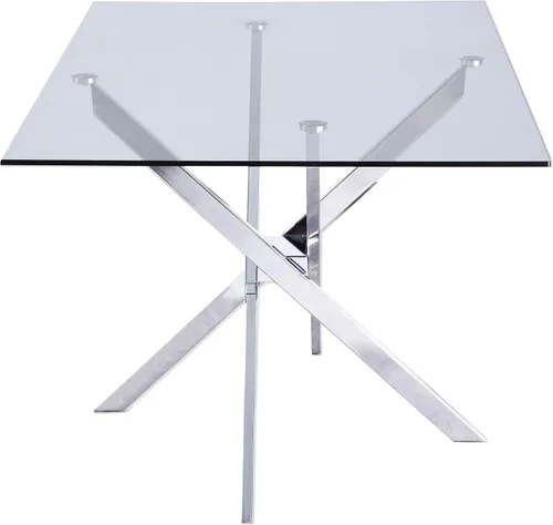 Miniatura 4 de Meridian Furniture Xander Collection Modern Mesa de comedor contemporánea de vidrio templado con base de metal duradera, 60 pulgadas de ancho x 36