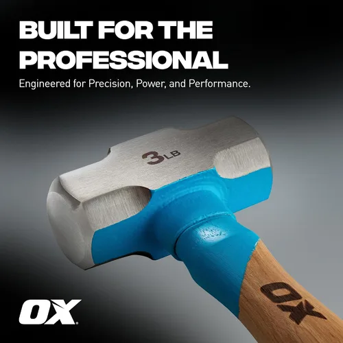 Miniatura 5 de OX Tools Pro Series - Martillo para enmarcar California de 3 libras, martillo de garra recta de cara fresada con cabeza de acero forjado y mango