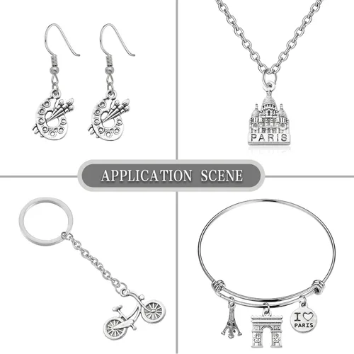 Miniatura 5 de DanLingJewelry 100 dijes temáticos de Canadá de plata antigua, con diseño de hojas de arce, osos, ardilla, hockey, para hacer joyas y manualidades