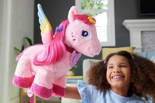 Miniatura 2 de Mattel Barbie A Touch of Magic - Juguete de peluche Pegaso Walk & Flutter, peluche para caminar de 11 pulgadas con accesorios para el cabello