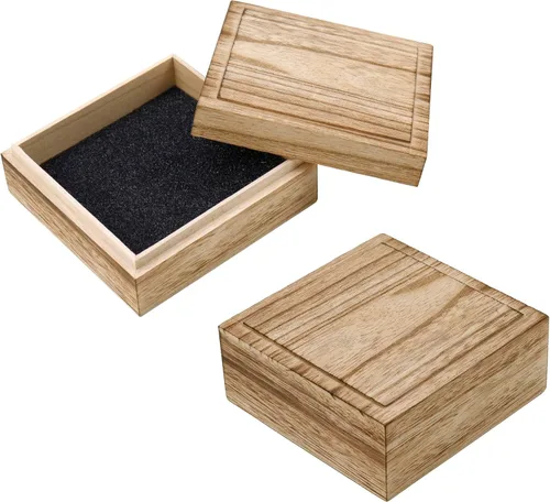 Miniatura 12 de Caja de madera KUMGROT con tapa con bisagras - Caja de regalo vintage con superficie escribible, caja de almacenamiento de madera maciza hecha a