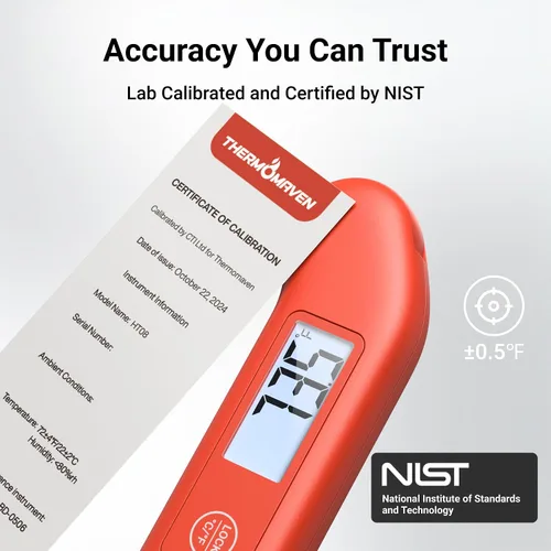 Miniatura 2 de Termómetro profesional de carne digital, precisión certificada NIST de ± 0.5 ℉, termómetro de lectura instantánea para cocinar a la parrilla