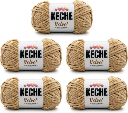 Miniatura 73 de Keche Hilo de terciopelo para ganchillo, manta de felpilla suave, voluminosa, hilo amigurumi, 3.53 oz (132 yardas), color azul bebé