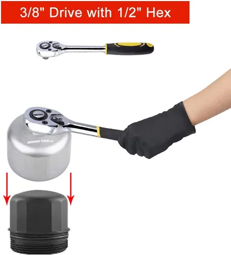 Miniatura 2 de JDMON Llave de filtro de aceite de 16 flautas de 3.386 in compatible con tapas de carcasa estilo cartucho Volvo y BMW