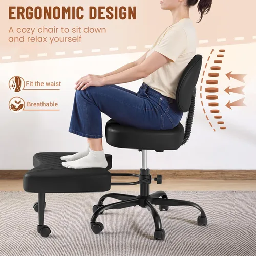 Miniatura 4 de Homall - Silla de oficina de escritorio ergonómica con patas cruzadas y ruedas, giro de 360° y altura ajustable para meditación y TDAH, silla