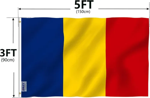 Miniatura 7 de Anley Fly Breeze - Bandera de Rumania de 3 x 5 pies, colores vivos y a prueba de decoloración, cabecera de lona y doble costura, banderas rumanas