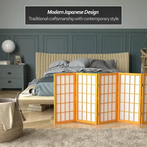 Miniatura 3 de Biombo portátil simple de 2 pies Biombo diseño Shoji, clásico diseño japonés 4 anchuras, 6 colores Miel