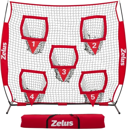 Miniatura 10 de ZELUS Red de Lanzamiento de Fútbol Americano, Equipo de Entrenamiento de Quarterback con 5 Bolsillos Objetivo, Entrenador de Precisión