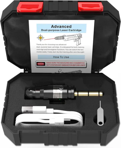 GORTAR Cartucho de Entrenamiento Láser y Colimador de Doble Función para Cal 9MM/.380acp/.38spl/.357 para Práctica de Disparo en Seco y Alineación