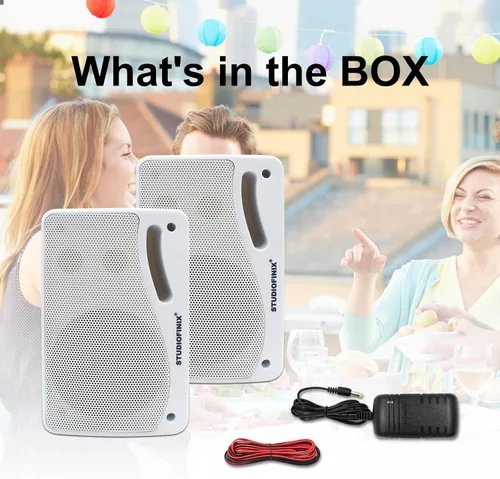 Miniatura 7 de STUDIOFINIX Altavoces Bluetooth al Aire Libre de 3.5 Pulgadas Impermeables con Cable, Altavoces de Pared de 3 Vías de 200W de Calidad Premium, Ideal