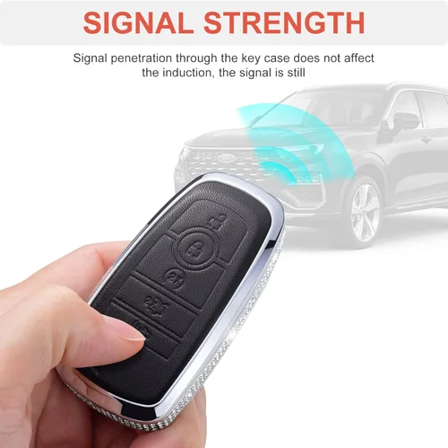 Miniatura 4 de Funda para Llave Ford con Llavero, Protector de Estuche de Llave de Cuero con Cristal Compatible con Ford Fusion F150 F250 F350 F450 F550 Edge