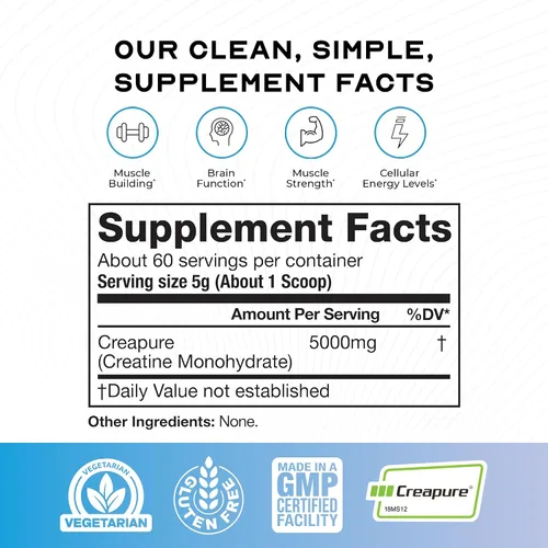 Miniatura 3 de Polvo de monohidrato de creatina Creapure, hecho por Muscle Feast Pre-entrenamiento o post-entrenamiento, premium Fácil de mezclar y sin gluten