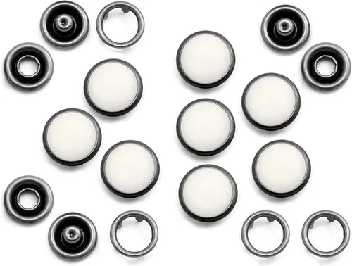 Miniatura 10 de CRAFTMEMORE 20 juegos de botones de perlas negras de 0.25 pulgadas (0.413 in) para camisa occidental (negro)