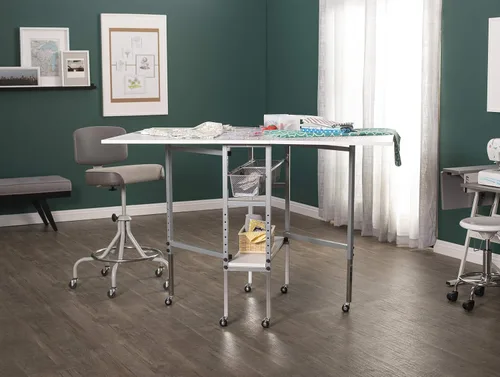 Miniatura 6 de Sew Ready Mesa plegable para pasatiempos y cortes, 58.75 pulgadas de ancho x 36.5 pulgadas de profundidad, mesa blanca para artes y manualidades