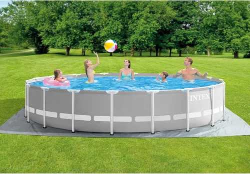 Miniatura 8 de Intex 26723EH - Juego de piscina sobre el suelo con marco de prisma de 15 pies por 42 pulgadas con cubierta de residuos, escalera y bomba de filtro