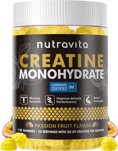 Miniatura 14 de Nutravita Certificado NSF Creatina Gomita - Gomitas de Monohidrato de Creatina para Hombres y Mujeres - 5g de Monohidrato de Creatina por Porción