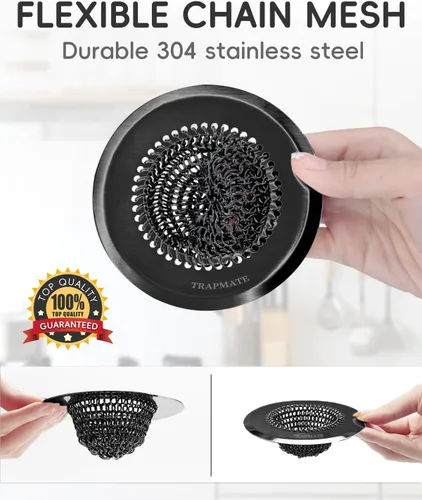 Miniatura 5 de TRAPMATE Colador de Drenaje para Fregadero, Colador de Drenaje para Fregadero de Cocina de Malla de Cadena Reversible, Fácil de Limpiar, Colador