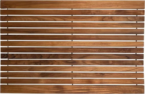 Miniatura 13 de Alfombrilla de baño y ducha de estilo nórdico en teca - Uso en interiores y exteriores - Plataforma de madera antideslizante para sauna, piscina