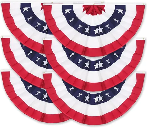 Miniatura 9 de Bandera americana plisada de 3 x 6 pies (juego de 4) – Banderines patrióticos de Estados Unidos para decoración del Día de los Caídos y 4 de Julio