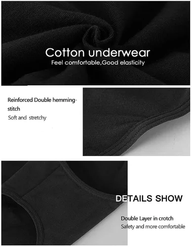 Miniatura 7 de UMMISS - Ropa interior de algodón de cintura alta para mujer, cobertura completa, suave, cómoda, paquete surtido