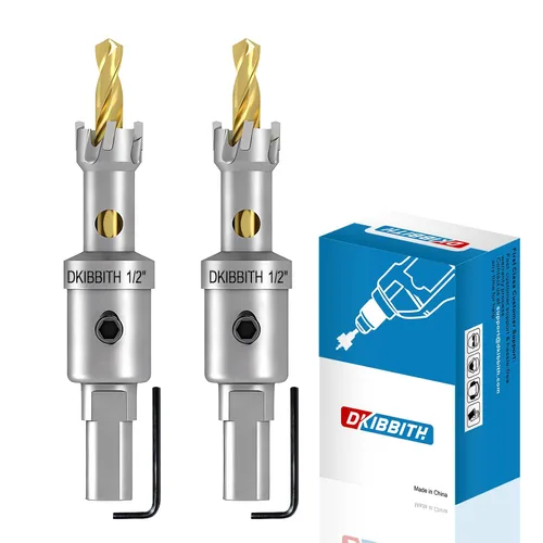 Miniatura 44 de TCT Juego de sierra perforadora, 2 paquetes de cortadores de agujeros con punta de carburo de tungsteno de 1-3/4" (45mm) resistentes para acero