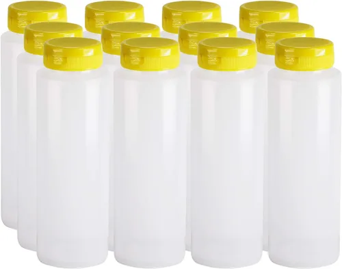 Miniatura 22 de Pinnacle Mercantile Botellas de plástico para condimentos con rociador y dispensador con tapa de bisagra negra grande de 32 onzas, vacías, paquete