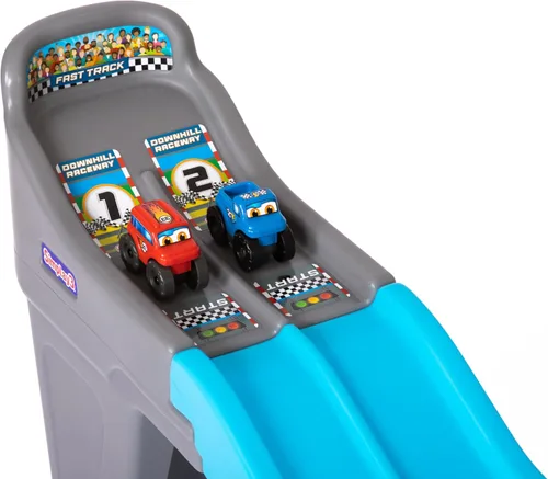Miniatura 6 de Simplay3 Carrera de descenso de pista rápida, pista de carreras dual para niños pequeños, 2 autos de carreras de juguete incluidos, fabricado