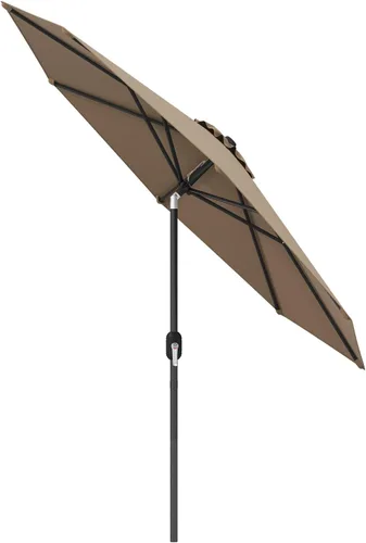 HAPPYGRILL 9FT Patio Umbrella Outdoor, Outdoor Table Umbrella w/Push Button Tilt and Crank,Sturdy Ribs, Sun Canopy Market Umbrellas for Patio Pool