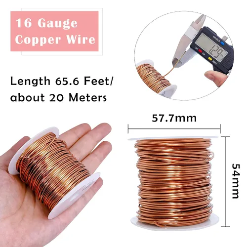 Miniatura 8 de Alambres de cobre resistentes al deslustre de 65.6 pies, alambre de cobre para electrocultura en jardinería, alambre de cobre de calibre 16, cables