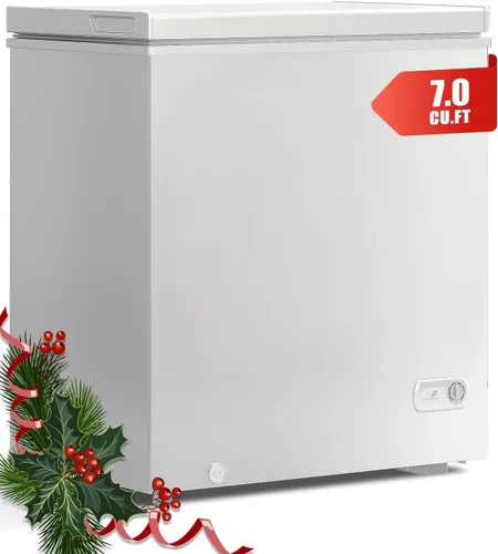Miniatura 9 de Congelador de cofre de 7.0 pies cúbicos, congelador profundo blanco con cestas extraíbles, congelador compacto de pie con puerta superior abierta