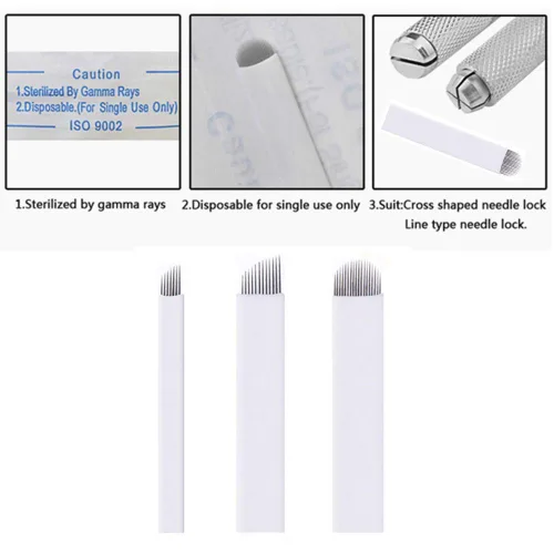 Miniatura 4 de Microblading Needles 60pcs S7, S12, U18 Surtido Maquillaje Permanente Manual Ceja Tatuaje Aguja Microblading Cuchillas Microblading Kits