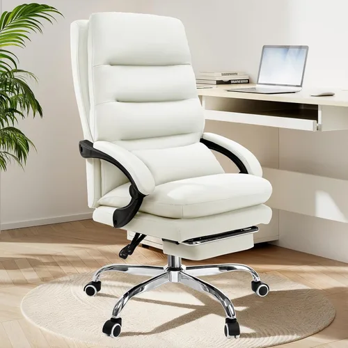 Miniatura 9 de Holiwei Silla de oficina con reposapiés, silla de escritorio ejecutiva grande y alta de 400 libras con almohada de apoyo lumbar gruesa, respaldo