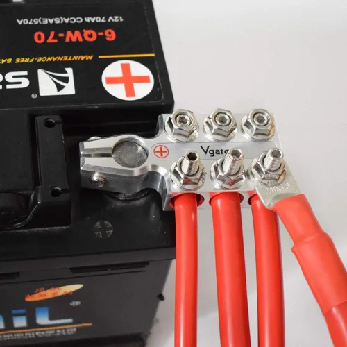 Miniatura 6 de Vgate Abrazaderas de terminal de batería de plomo ácido, calibre 8AWG hasta 4/0 (XL) AWG, conectores de 12 vías, positivo y negativo (+/-) (par)