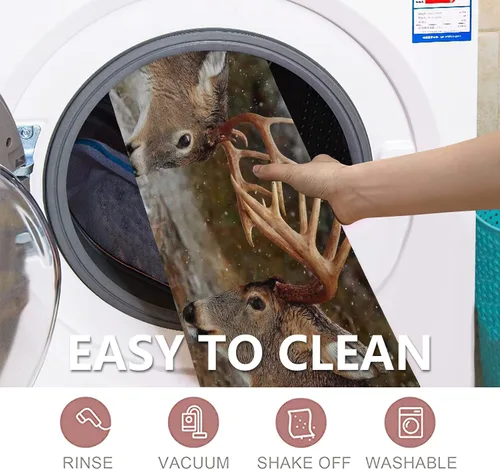 Miniatura 5 de Tapetes de baño con ciervos y alces, lavables a máquina, antideslizante, absorbente de agua, tapete de bienvenida para suelos de cocina