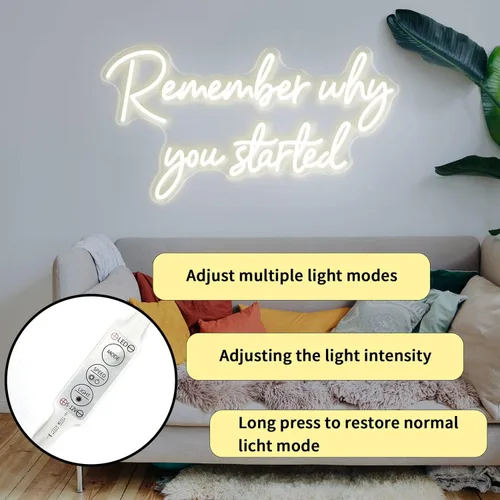 Miniatura 3 de Recuerde por qué comenzó Letrero de neón, luz de neón LED blanca cálida para decoración de pared, letrero iluminado para boda, compromiso, Recuerda