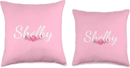 Miniatura 3 de Regalos y diseños personalizados Shelby para niñas personalizado regalo Shelby nombre personalizado flores rosa tiro almohada, 16x16, multicolor