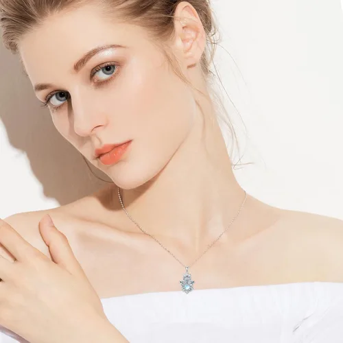 Miniatura 2 de PROESS Collar Hamsa de plata de ley 925 para mujeres y hombres, protector de amuleto, joyería de regalo