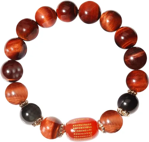Jewever Pulsera de triple protección Feng Shui Healing Stretch- Ojo de tigre - Obsidiana - Sutra ágata cuentas 0.472 in Piedra Unisex Joyería, Gema,