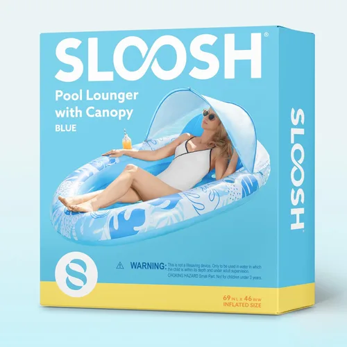 Miniatura 7 de SLOOSH Flotadores de piscina con toldo – Flotador inflable ovalado XL para adultos con cubierta ajustable para sombra solar, flotador de bronceado