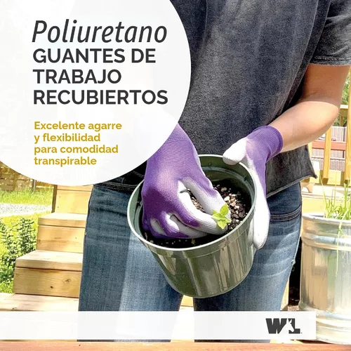 Miniatura 2 de Wells Lamont Guantes de jardinería para mujer, poliéster transpirable, ajuste sin costuras, palma recubierta de poliuretano para agarre