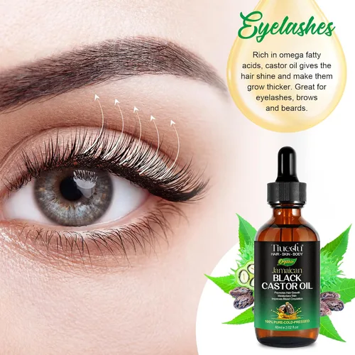 Miniatura 6 de Tiuedu Aceite de ricino negro jamaicano para el crecimiento del cabello, pestañas y cejas más gruesas, aceite de ricino para cabello, cara, cuerpo