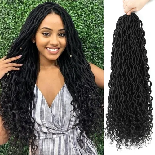 Miniatura 68 de Trenzas postizas Goddess, 6 paquetes de 18 pulgadas, cabello lacio, trenzado con ganchillo, para mujeres negras, trenzas postizas ombre con puntas