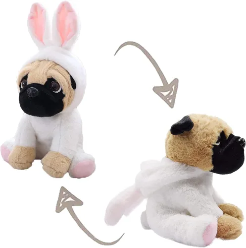 Miniatura 11 de Lindo animal de peluche de carlino para cosplay como cordero de oveja blanca, juguete suave para perro con disfraz de cordero de oveja, grandes