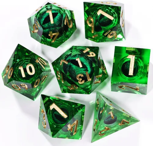 Miniatura 19 de Mini Planet Poliédrico MTG Sharp Edge Liquid Core Dungeons and Dragons RPG Resina Hecho a Mano 7Pcs DND Juego de dados
