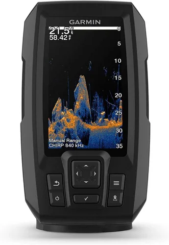 Garmin Striker Vivid 4cv, buscador de peces de 4 pulgadas y transductor de sonar de color fácil de usar, paletas de colores de escaneo vívido -